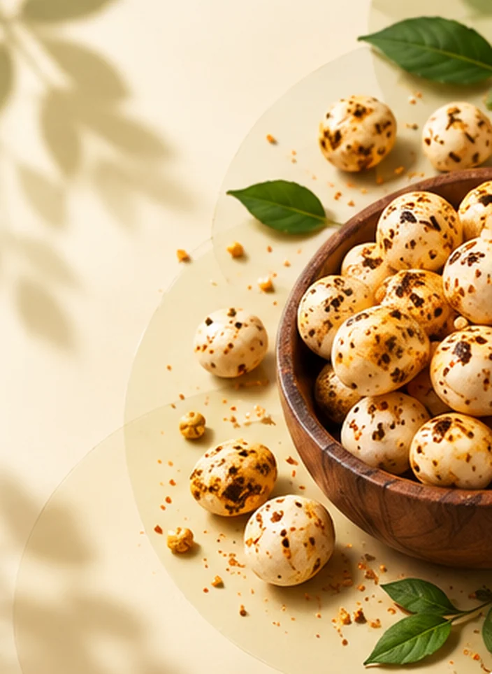 A wooden bowl of roasted makhana