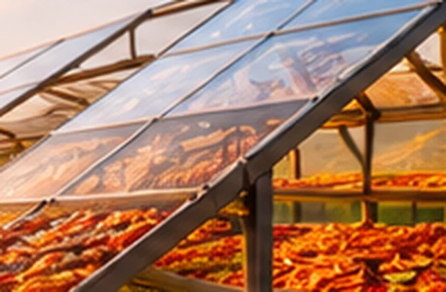 A solar dryer full of produce on a farm